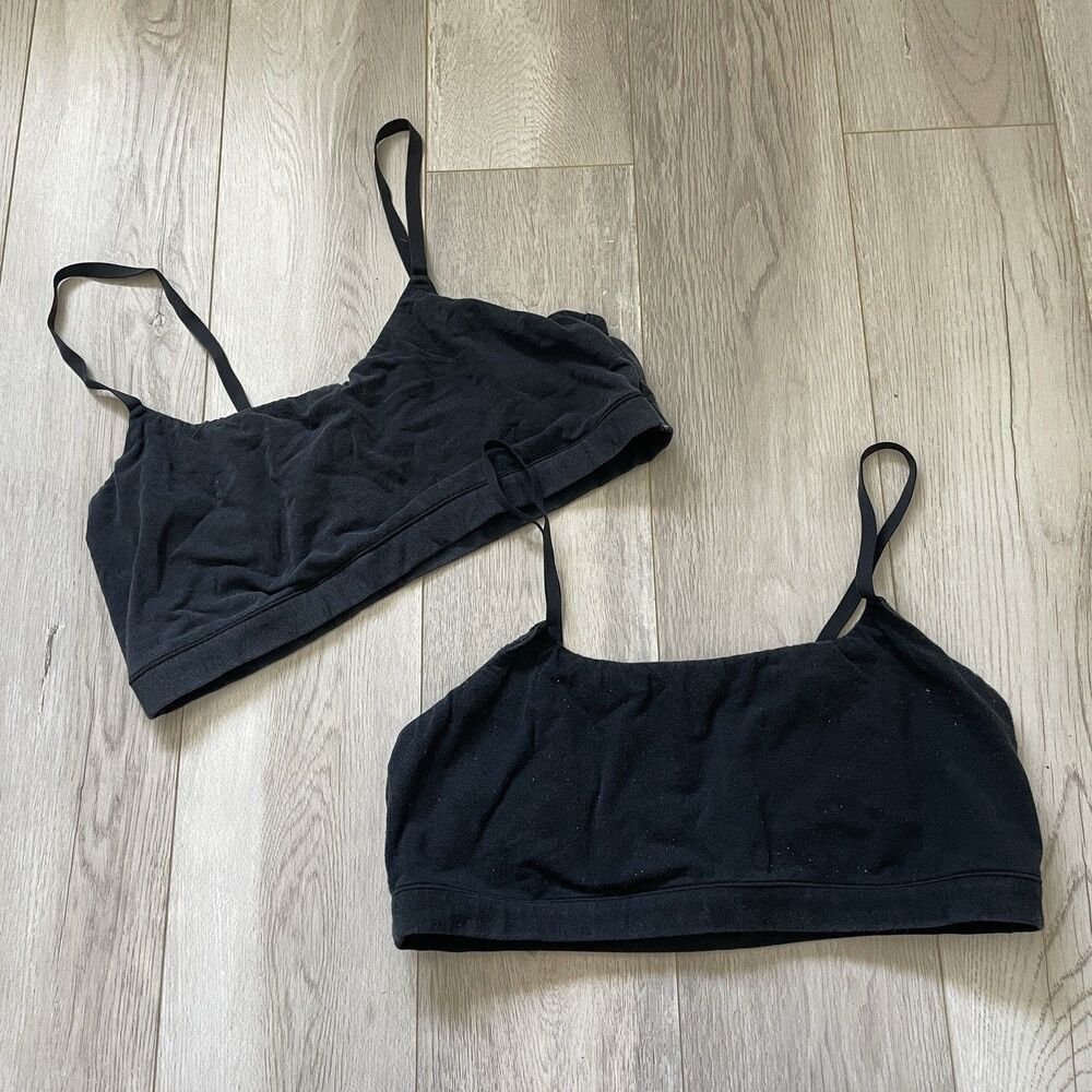 Skims Cotton Bralette jersey scoop pullover womens Black set size 2X plus comfy